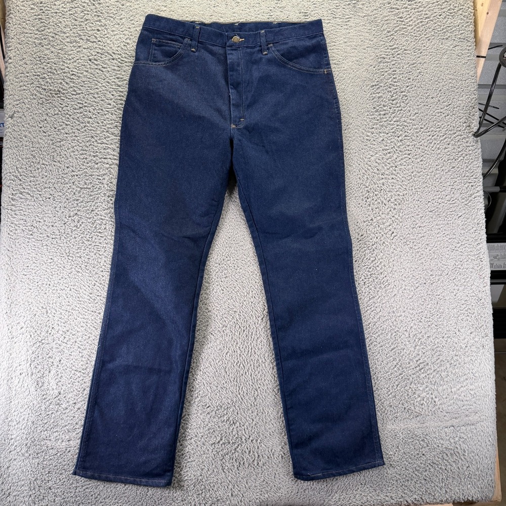 Wrangler Rugged Wear Jeans Men 38x34 Blue Cotton Denim Straight Workwear Stretch